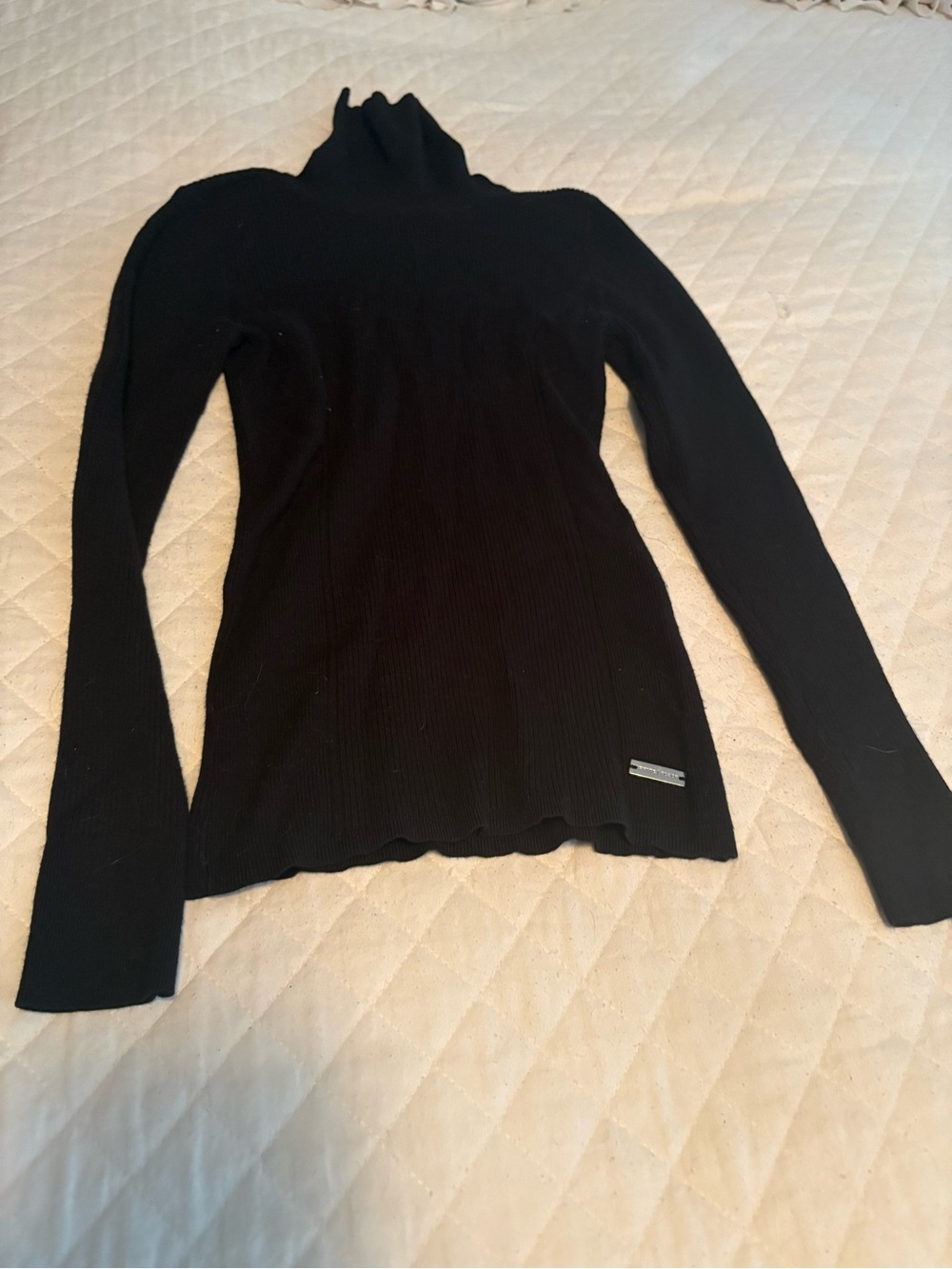 White House Black Market Black Ribbed Turtleneck Sweater